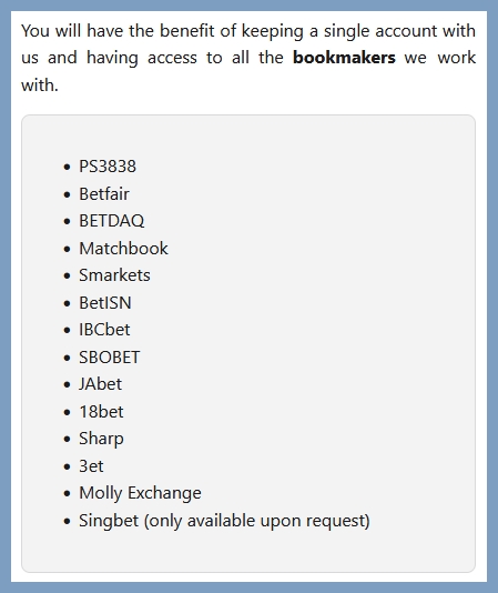 The list of Bookmakers you can register with