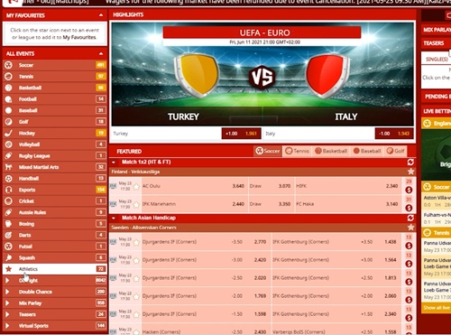 Site interface during a classic football match